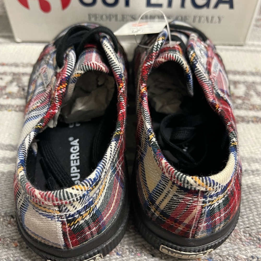 SUPERGA WHITE MULTI PLAID SNEAKERS NWT SZ 6 - Picture 4 of 7